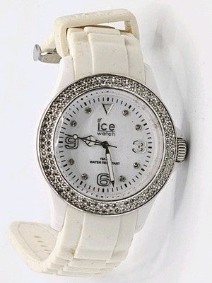 Ice-Watch ICE GLAM White Crystal Bezel Rubber Strap Japan Movement Working