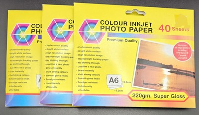 3x40 PCS A6 Inkjet Photo Paper 220gm Supper Gloss