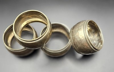 4 pack vintage silver-plated napkin rings