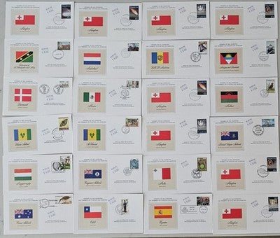 Lot of 24 Stamps of All Nations First Day Covers & 4 Rare Philatelic Sheets