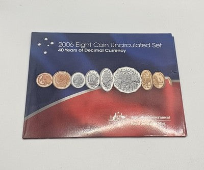 2006 Australian Eight uncircula Coin Commemorating 40 Years of Decimal Currency.