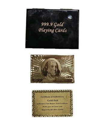 999.9 Gold Playing Cards 24 Carat Gold Foil with Certificate of Authenticity
