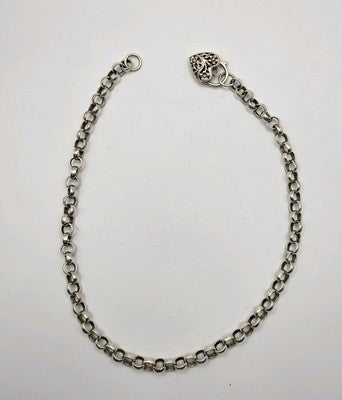925 Sterling Silver Necklace Classic Face Chain Jewelry 48gr - 45cm
