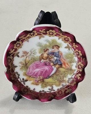 Vintage Limoges France Fragonard Porcelain Mini Plate with Stand
