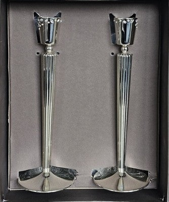 Monique Lhuillier for Royal Doulton 9" Candlestick Set of 2 Silver Tone Crystal