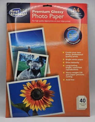 A4 size, 230 gsm, Premium Glossy 40 sheets Photo Paper for Inkjet Printer