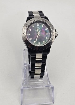 Toy Watch Black & Silver Chronograph – Diamond Accents – Mother of Pearl Dial