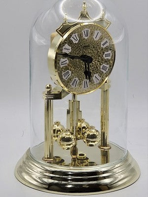 Vintage Hermle Glass Quartz Anniversary/Dome Clock Made in Germany