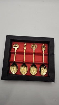 Royal Collection Trust 4 Gold Spoons Set Buckingham Palace 22ct. Gold Finish