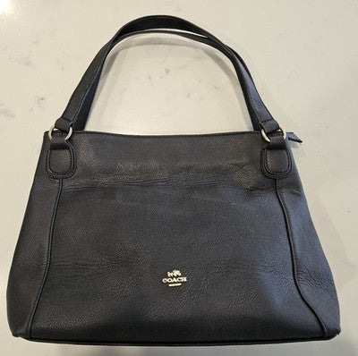 COACH Black Pebbled Leather Tote Shoulder Bag