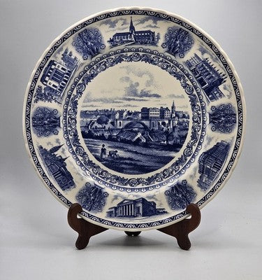 Aberdeen Bicentenary Plate Blue Transferware Union Street J W Baker Sons Ironsto