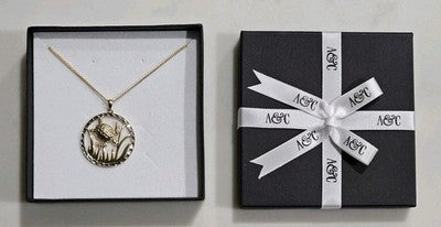 9ct Gold Turtle Pendant Necklace 3.1g with Gold Plated Chain Honeycomb Diamond C