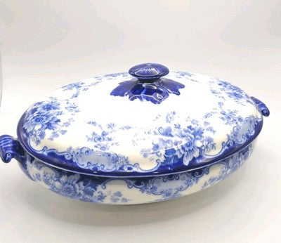 Vintage Bexley BISTO England Blue&White Floral Covered Casserole Dish-30*20*10cm