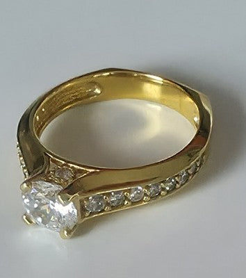 Vintage Sterling Silver Ring with Large Faceted Pink Stone - Size 925 Hallmark