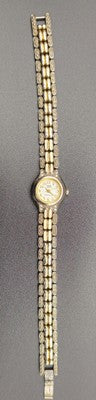 Woman's Q & Q Quartz Two Tone Watch - Water resistant / Bracelet style band