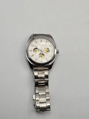 Genoa Men's Automatic Watch Open Heart White Dial Stainless Steel Bracelet Work