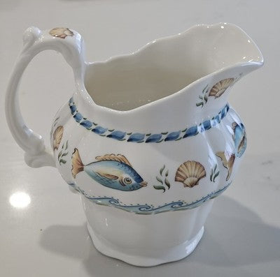 Royal Doulton Everyday Coral Reef Pitcher Vintage Porcelain Fish Shell 6"