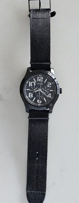 Guess W11623G1 Men's Dress Black Dial Black Strap Chronograph Watch