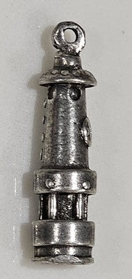 Vintage Silver Tone Metal Lighthouse Charm Pendant