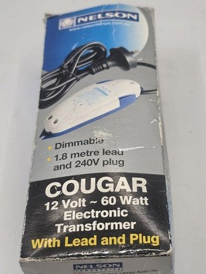 Nelson Cougar 12V 60W Electronic Transformer Dimmable with Lead & Plug