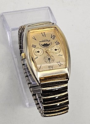 Laurence Quartz Moon Phase Watch with Expansion Band Work Broken Band