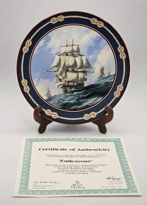Royal Doulton 'Endeavour' Plate Great Sailing Ships of Discovery 1988 John Dinsd