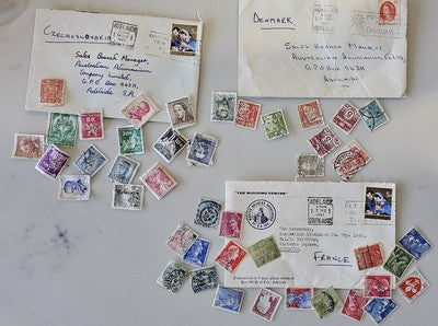 Vintage Unchecked International Denmark, Czech And France Stamps #0420