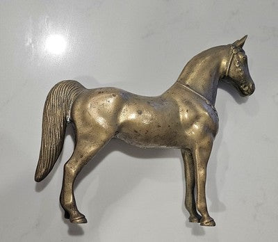 Vintage Brass Standing Horse Statue Figurine Animal Decor Sculpture 30x26cm