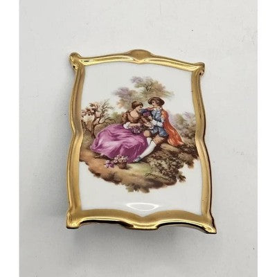 Limoges Vintage Fragonard Miniature Porcelain Plaque in Frame