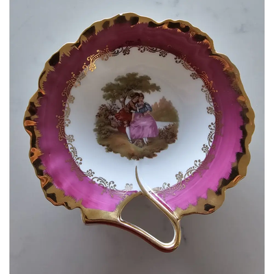 Vintage Limoges Porcelain Dish Fragonard Regency Romantic Scene