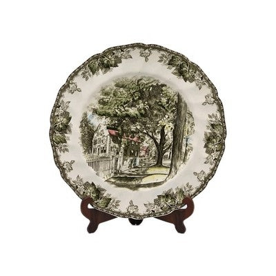 Johnson Bros The Friendly Village Plate "The Village Street" Scalloped Brown Tra