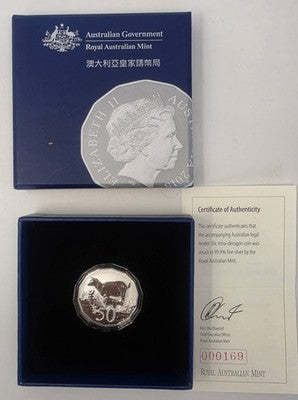 2015 Lunar Year of the Goat 50c Fine Silver Frosted Uncirculated Coin RAM