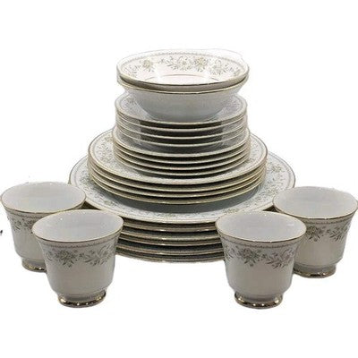 Noritake Green Hill 2897 Bone China Dinnerware Set with Gold Trim (4pc)