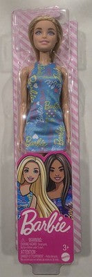 Mattel Barbie Doll Blue Logo Print Dress Blonde Hair HGM59 New In Pack