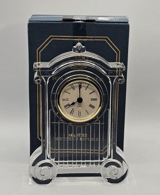 Bohemia Full Lead Crystal Pillar Desk Clock 24% PbO Czech Republic - Not Working