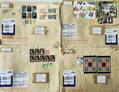 Set Of 4 Vintage Used International Stamps On Envelope #0420