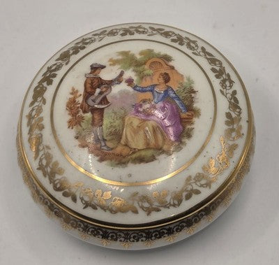 Vintage Limoges Hand Painted Floral Paris Style Trinket Pill Box