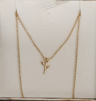 Sterling Silver 925 Gold-Plated Rose Flower Pendant Necklace with Chain