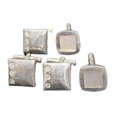 5x Silver Mixed Stone 1.5cm Cufflinks 40gr