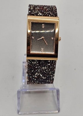 Seksy By Sekonda Gold Tone Brown Swarovski Crystal Women's Bangle Watch Boxed