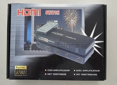 3 Port HDMI Switch Full HD 1080P Splitter Hub with IR Remote Control & Amplifier
