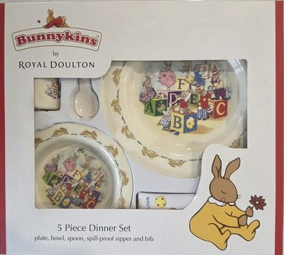Royal Doulton Bunnykins 5 Piece Melamine Dinner Set New In Box Nursery Gift