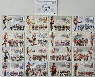 Centenary of the AFL Australian Football League 1996 Set of 16 Maxi Cards FDC M