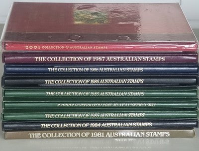 Lot of 9 Australia Post Annual Year Albums 1981-2001 Stamp Collections