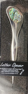 Vintage Unique New Zealand Paua Abalone Shell Silver Tone Letter Opener Souvenir
