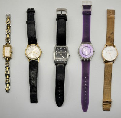 5x Women's Watches Swatch, Hugo Boss, Guess, Paul Hewitt and Siglo-XX For Repair