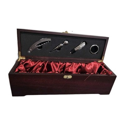 Luxury Wooden Wine Gift Box with 4-Piece Professional Accessory Set