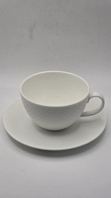 Wedgwood Gio White Bone China Teacup and Saucer Set Textured Geometric Indonesia