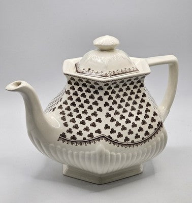 Adams Sharon Ironstone Teapot Clover Trefoil Pattern Made in England.