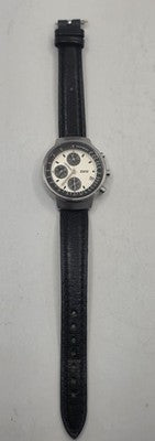 BMW Chronograph Men's Watch - White Dial - Tachymeter - Date - Black Leather